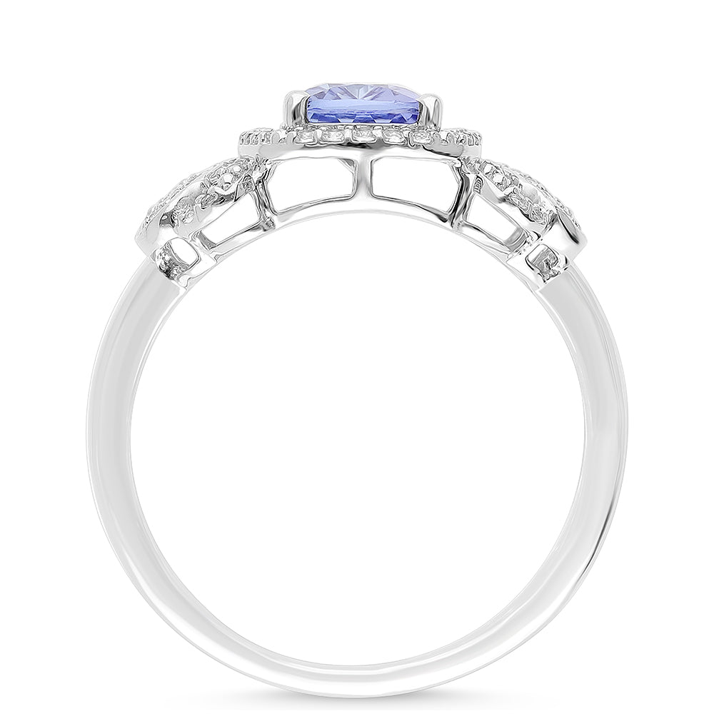 Silberring mit Tansanit und weißem Topas