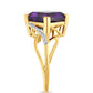 Goldplattierter Silberring mit marokkanischem Amethyst und weißem Topas