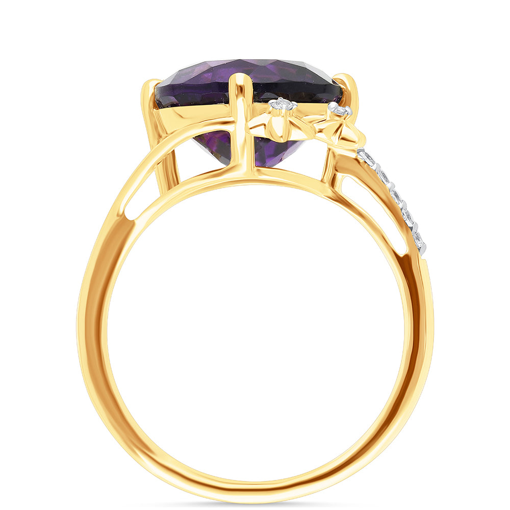Goldplattierter Silberring mit marokkanischem Amethyst und weißem Topas 4 
