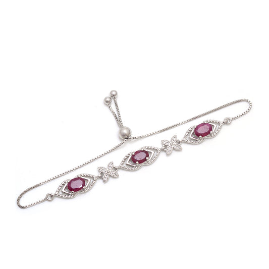 Silberarmband mit Rubin aus Madagaskar und weißem Topas