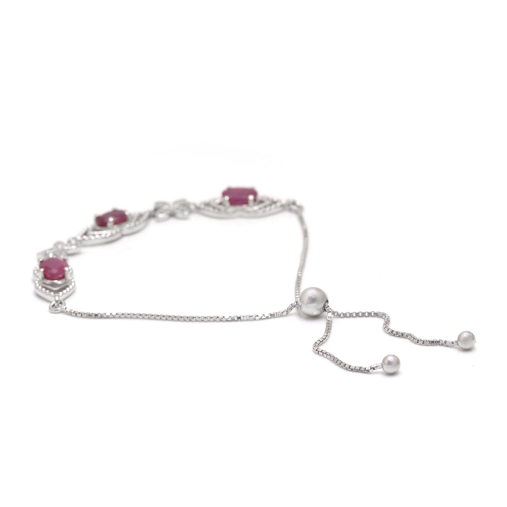 Silberarmband mit Rubin aus Madagaskar und weißem Topas 4 