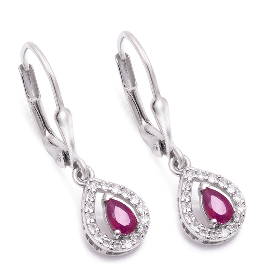 Silberohrringe mit Rubin aus Madagaskar und weißem Topas