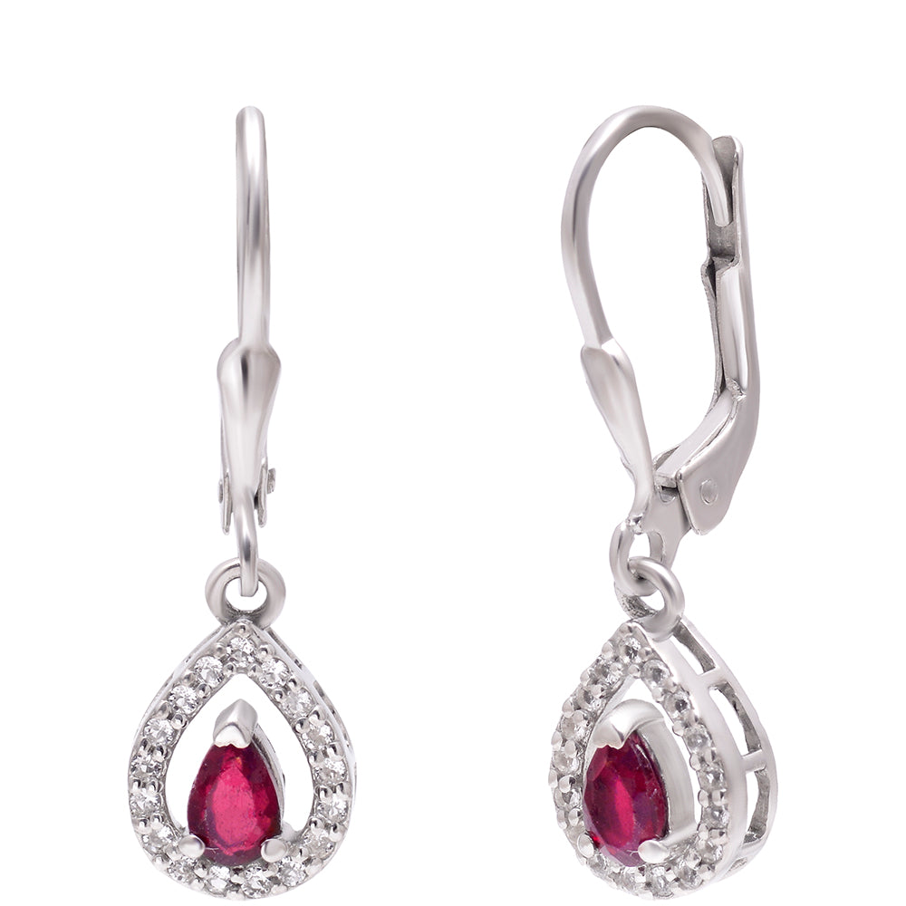 Silberohrringe mit Rubin aus Madagaskar und weißem Topas