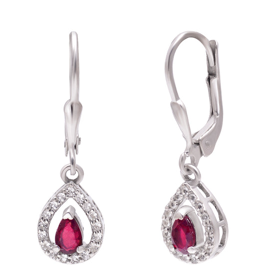 Silberohrringe mit Rubin aus Madagaskar und weißem Topas