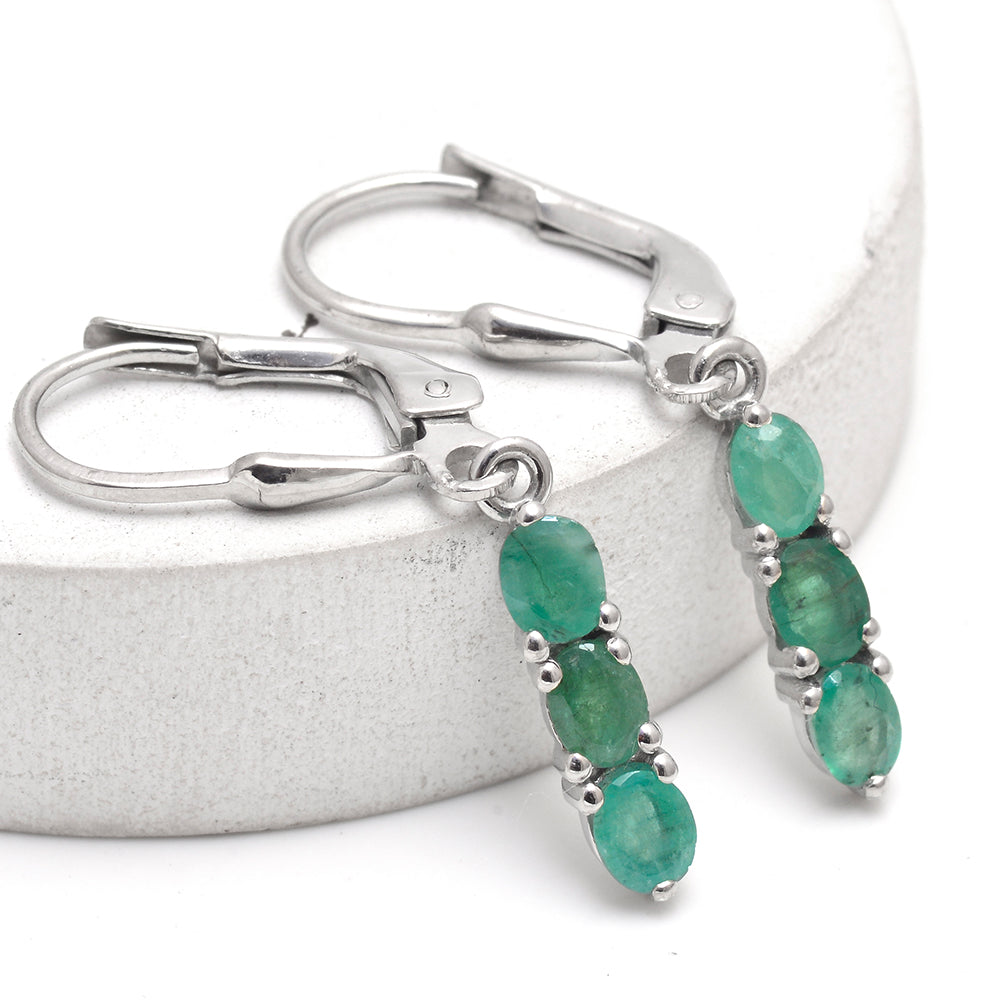 Silberohrringe mit brasilianischem Smaragd 1 