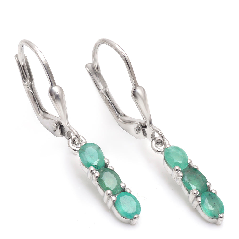 Silberohrringe mit brasilianischem Smaragd