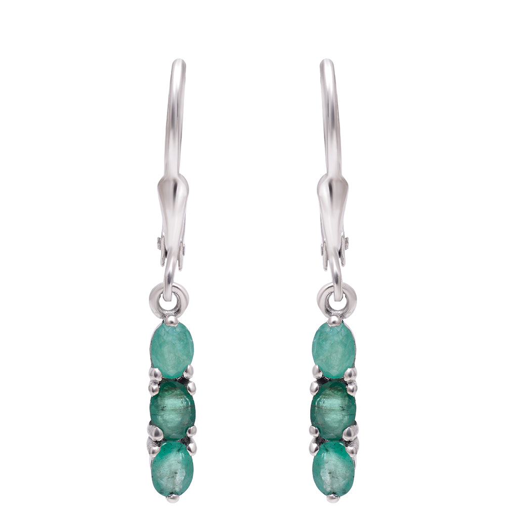 Silberohrringe mit brasilianischem Smaragd