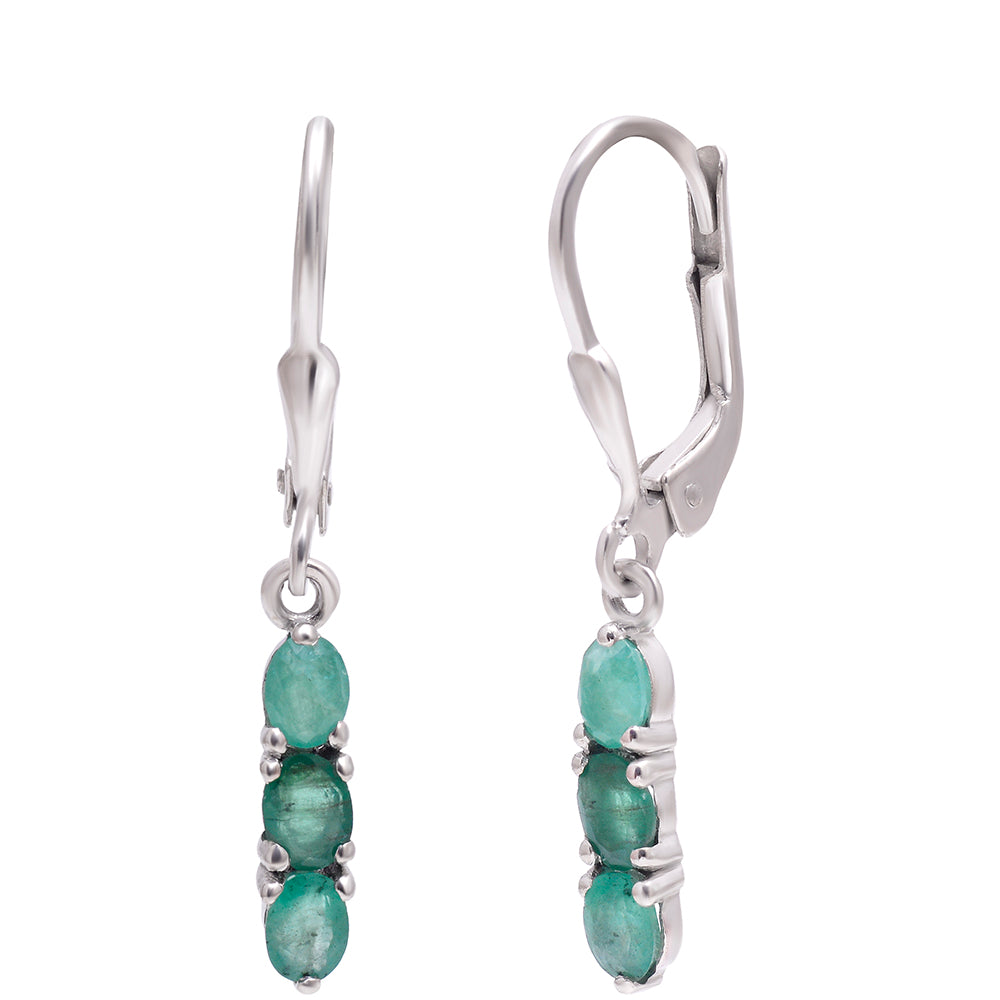 Silberohrringe mit brasilianischem Smaragd 2 