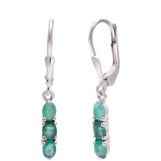 Silberohrringe mit brasilianischem Smaragd