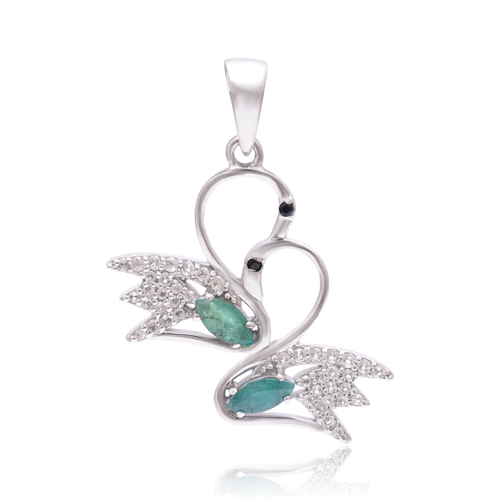 Silberanhänger mit brasilianischem Smaragd und weißem Topas 1 