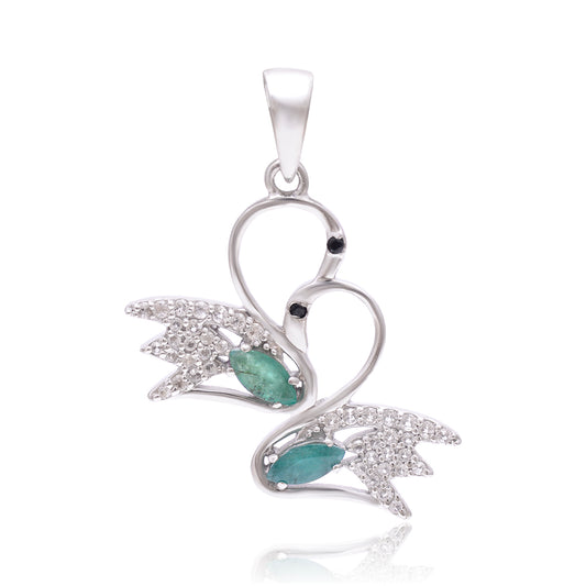 Silberanhänger mit brasilianischem Smaragd und weißem Topas