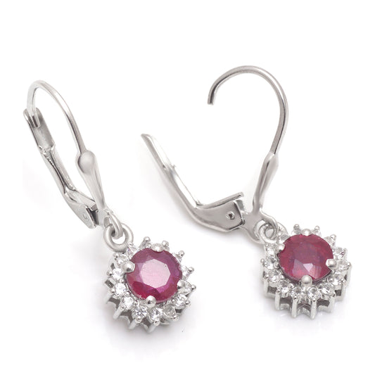 Silberohrringe mit Rubin aus Madagaskar und weißem Topas