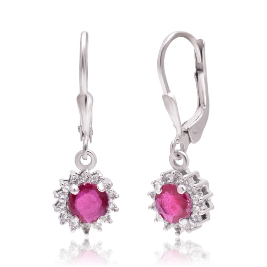 Silberohrringe mit Rubin aus Madagaskar und weißem Topas