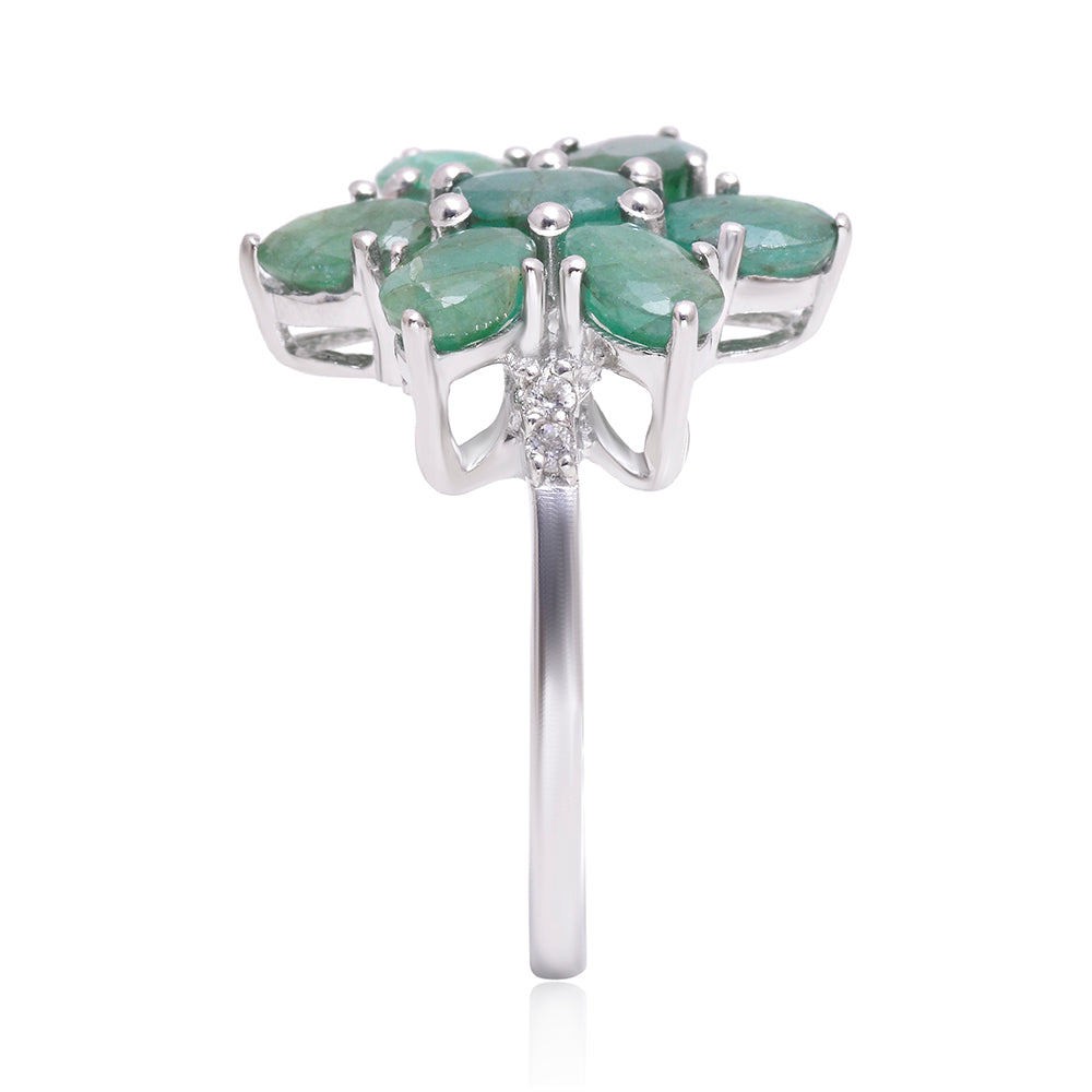 Silberring mit brasilianischem Smaragd und weißem Topas 3 