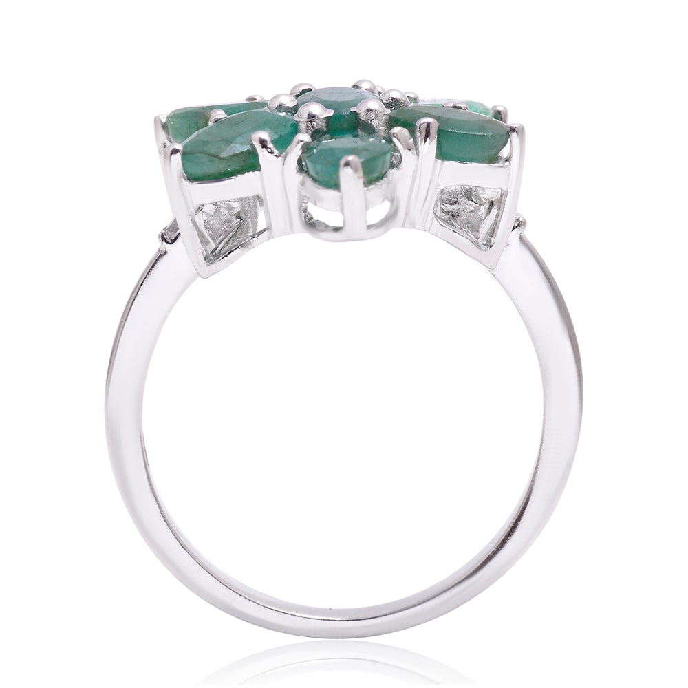 Silberring mit brasilianischem Smaragd und weißem Topas 4 