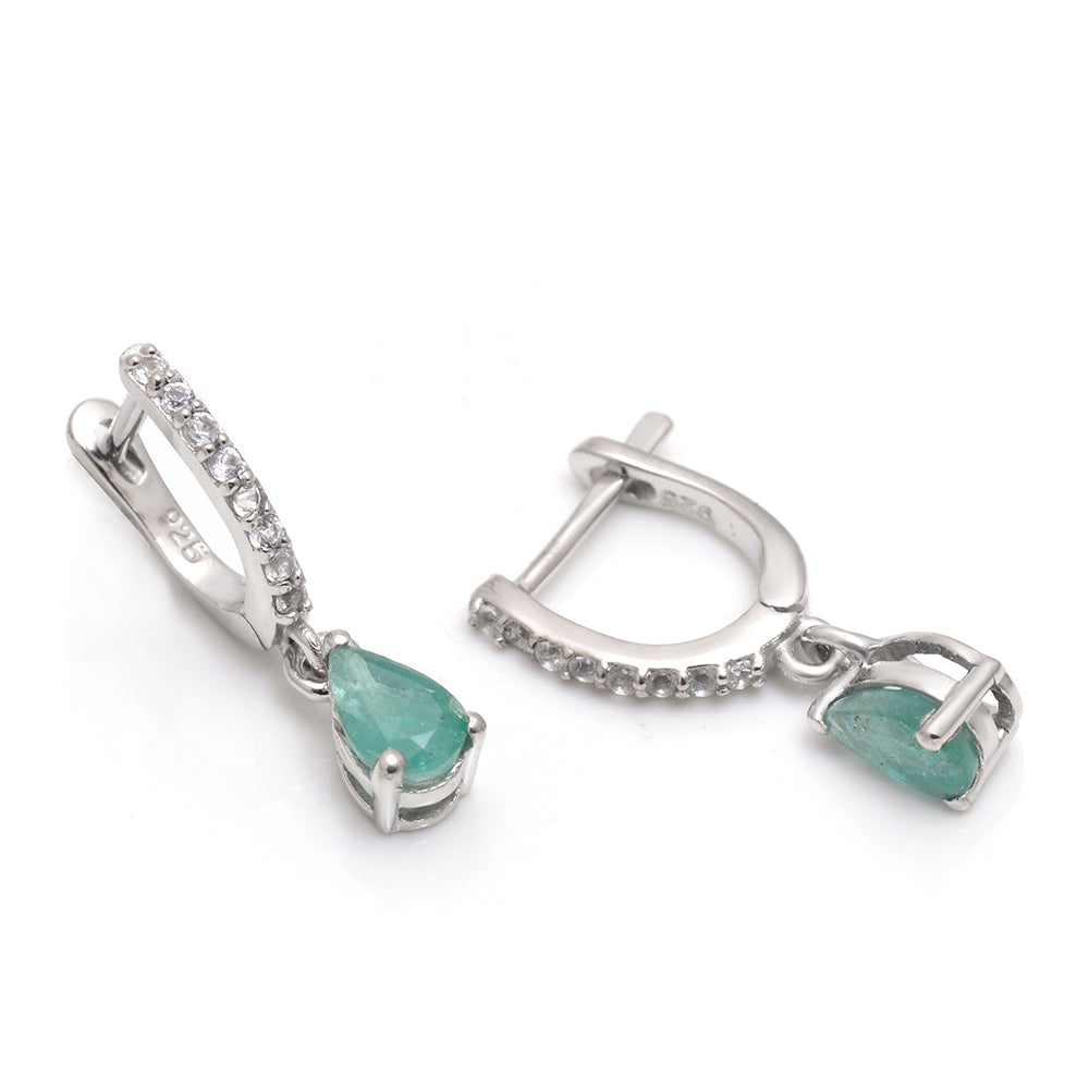 Silberohrringe mit brasilianischem Smaragd und weißem Topas 2 