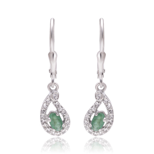 Silberohrringe mit brasilianischem Smaragd und weißem Topas