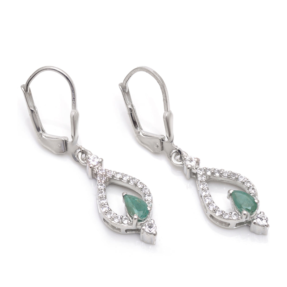 Silberohrringe mit brasilianischem Smaragd und weißem Topas
