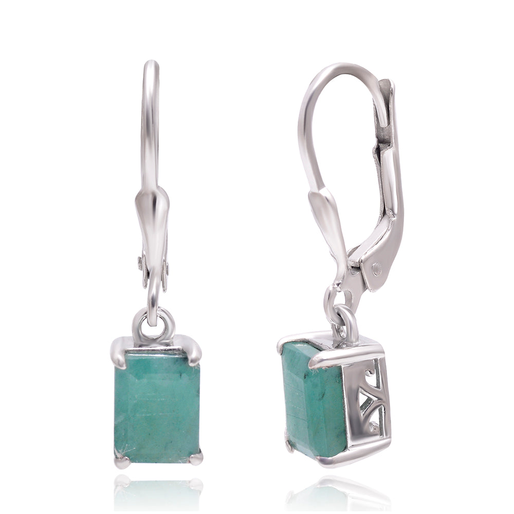 Silberohrringe mit brasilianischem Smaragd 1 