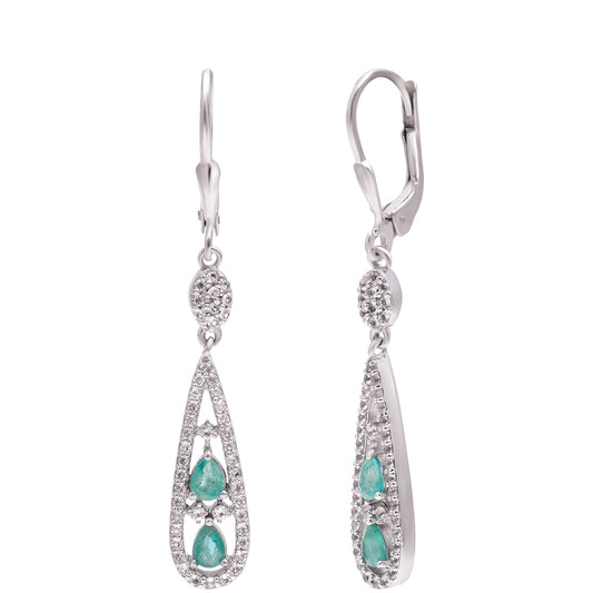 Silberohrringe mit brasilianischem Smaragd und weißem Topas