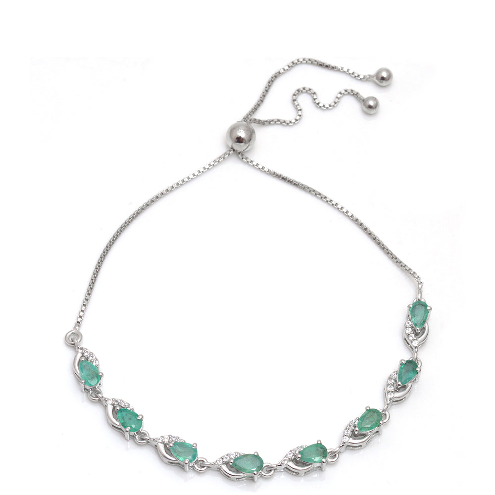 Silberarmband mit brasilianischem Smaragd und weißem Topas