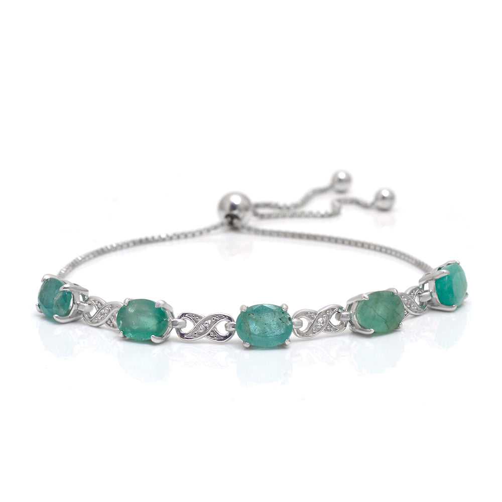 Silberarmband mit brasilianischem Smaragd und weißem Topas 1 