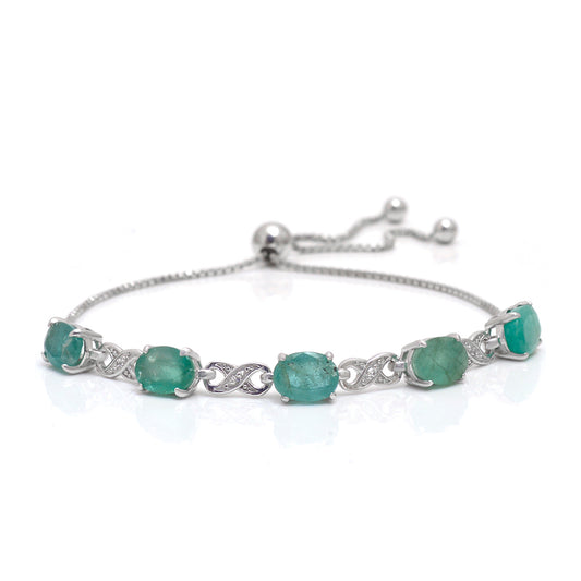 Silberarmband mit brasilianischem Smaragd und weißem Topas