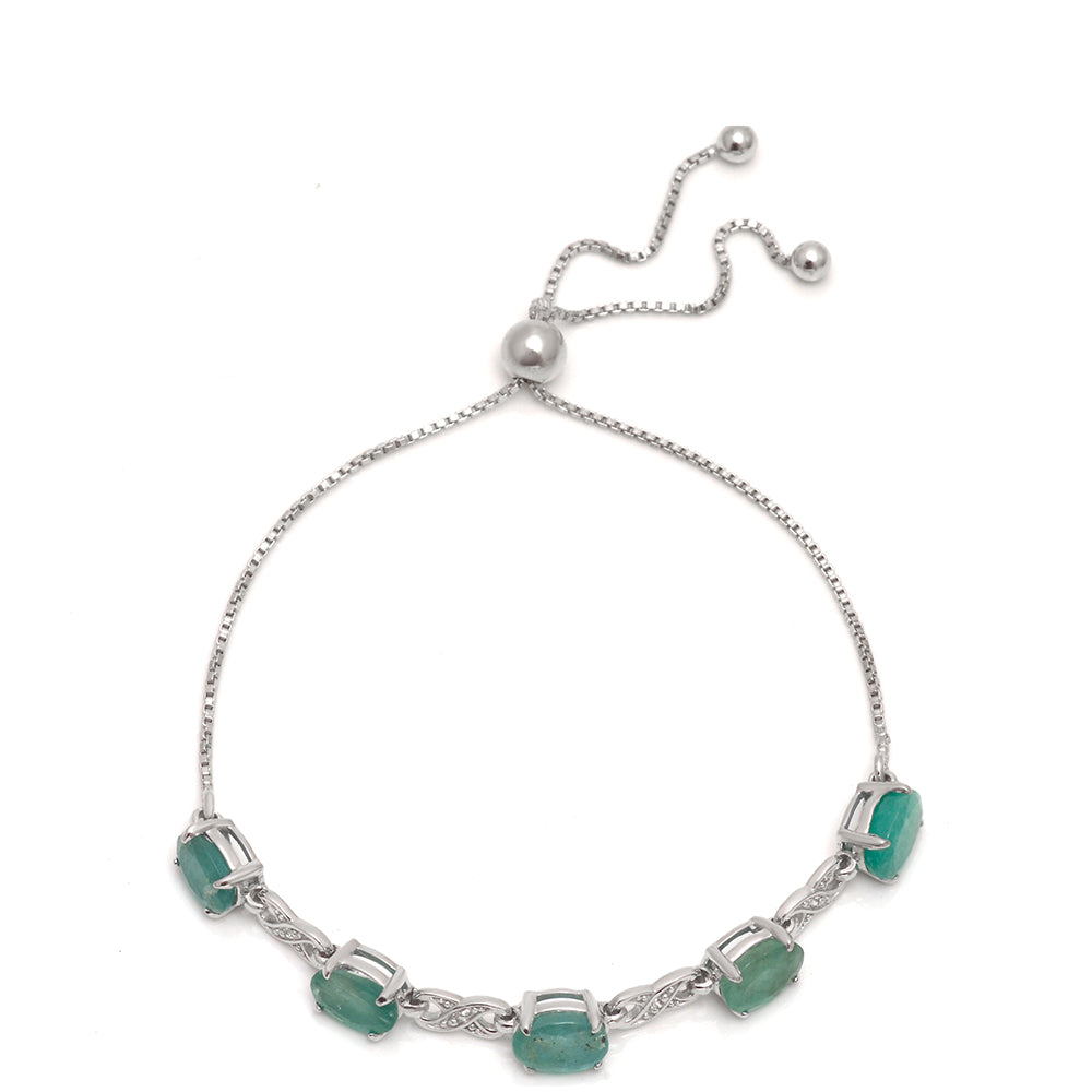Silberarmband mit brasilianischem Smaragd und weißem Topas 2 