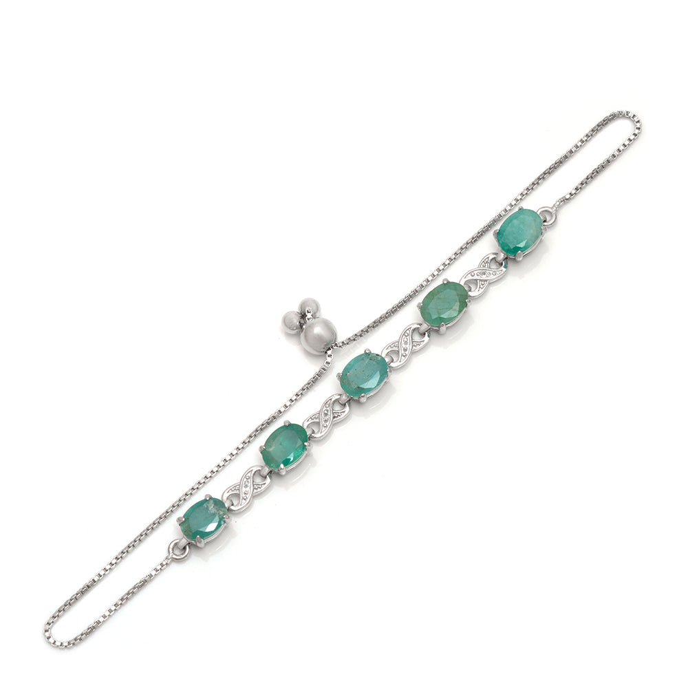 Silberarmband mit brasilianischem Smaragd und weißem Topas