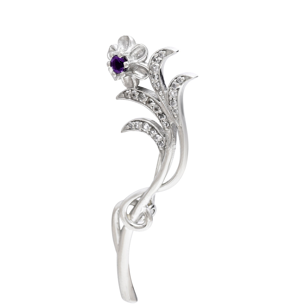 Silberbrosche mit marokkanischem Amethyst und weißem Topas 1 