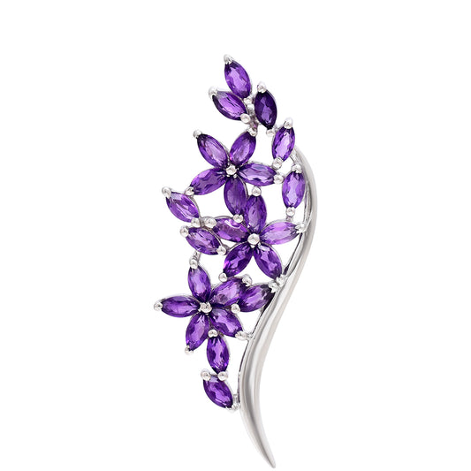 Silberbrosche mit marokkanischem Amethyst