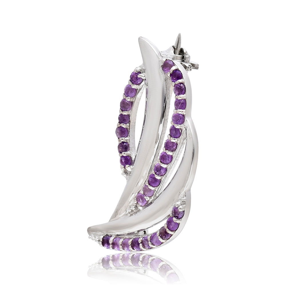 Silberbrosche mit marokkanischem Amethyst