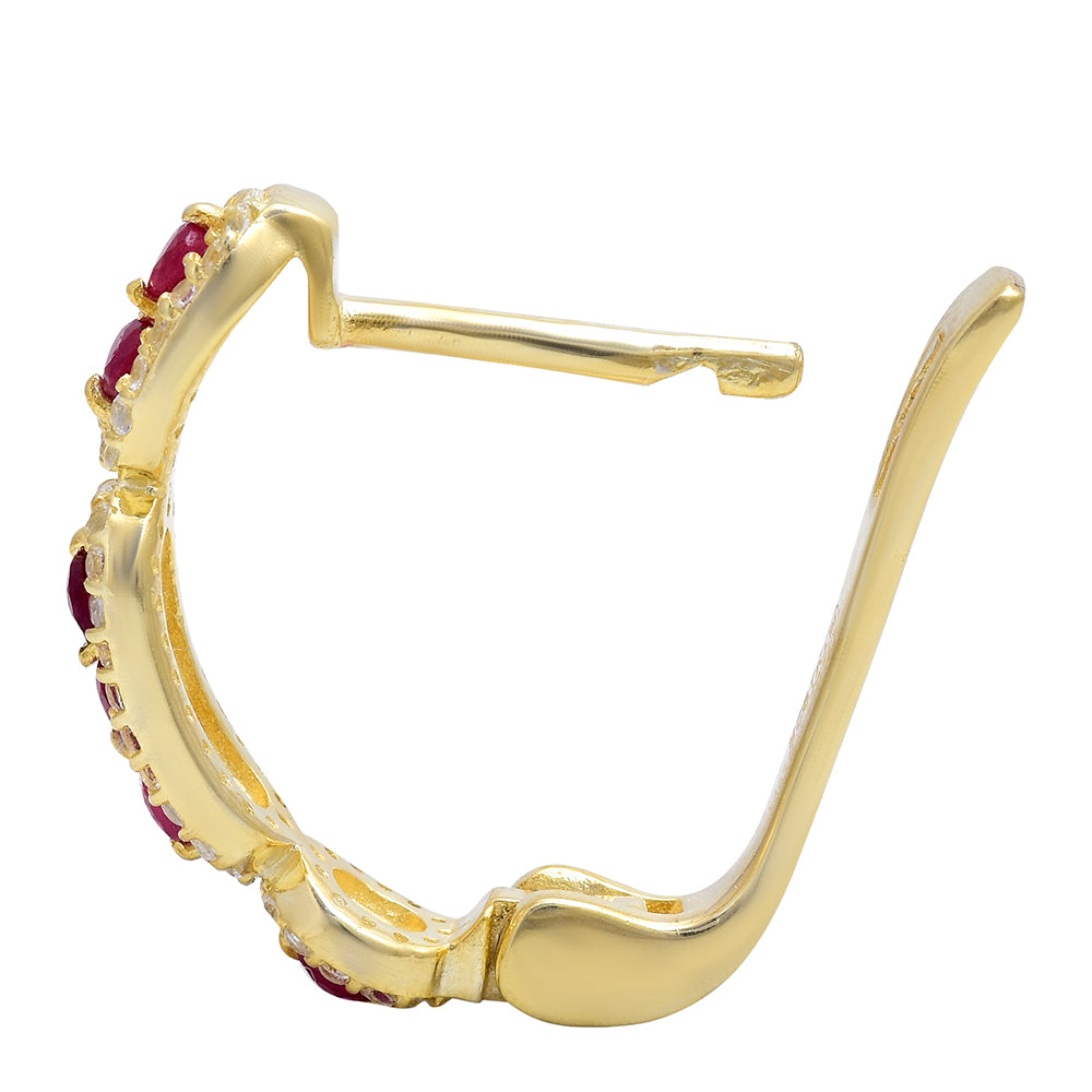 Goldplattierte Silberohrringe mit Rubin aus Madagaskar und weißem Topas 8 