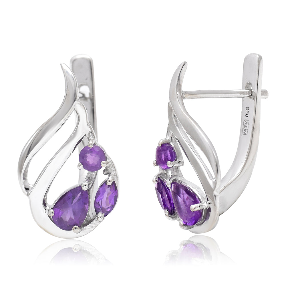 Goldplattierte Silberohrringe mit marokkanischem Amethyst 2 