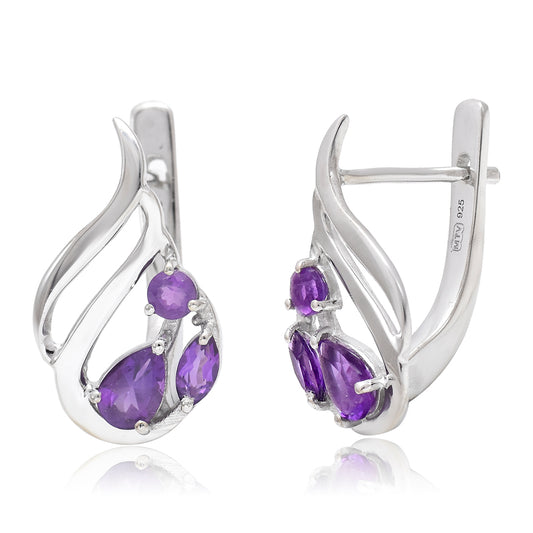 Goldplattierte Silberohrringe mit marokkanischem Amethyst