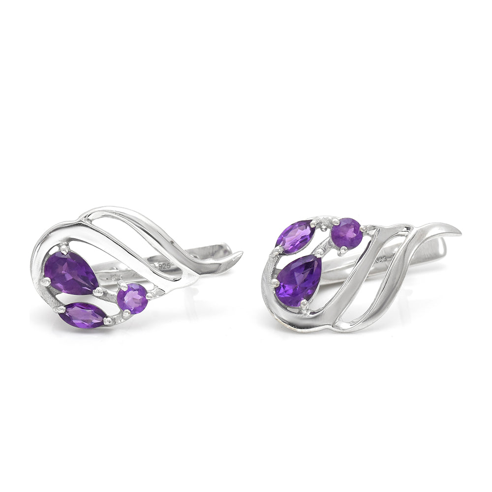 Goldplattierte Silberohrringe mit marokkanischem Amethyst 4 