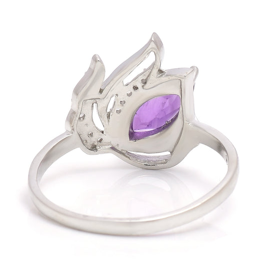 Silberring mit marokkanischem Amethyst und weißem Topas