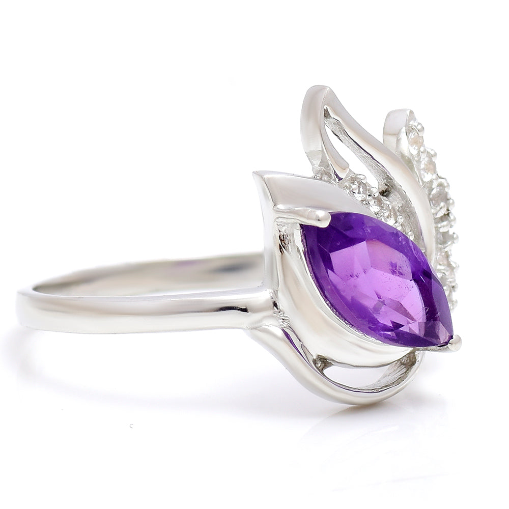 Silberring mit marokkanischem Amethyst und weißem Topas 3 
