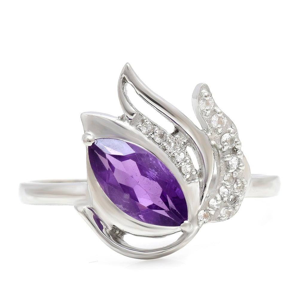 Silberring mit marokkanischem Amethyst und weißem Topas 1 