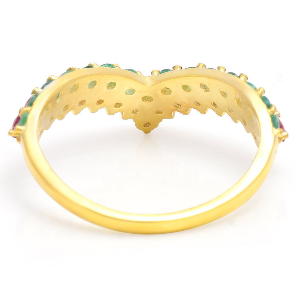 Goldplattierter Silberring mit Rubin aus Madagaskar und brasilianischem Smaragd 6 