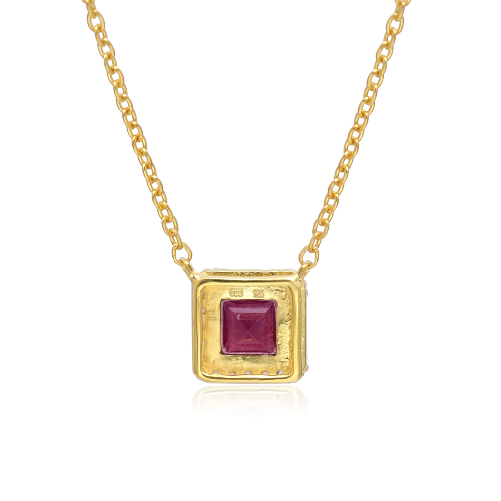 Goldplattierte Silberhalskette mit Rubin aus Madagaskar und weißem Topas
