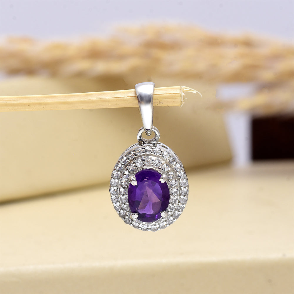 Silberanhänger mit marokkanischem Amethyst und weißem Topas 1 