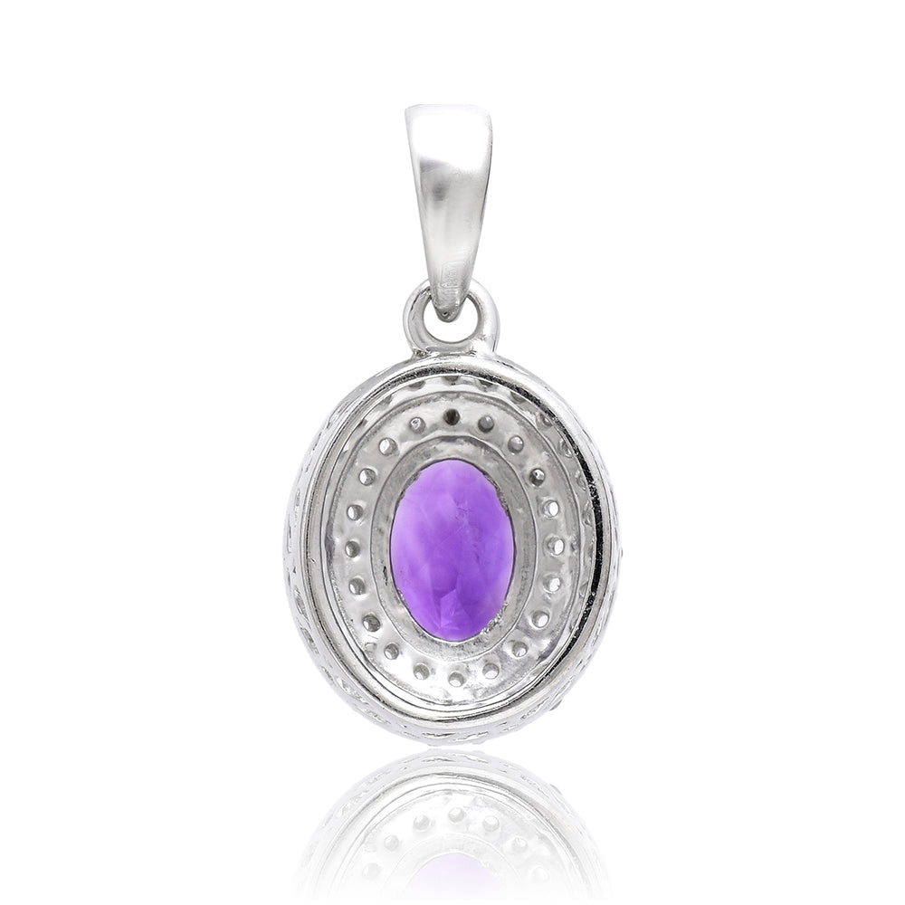 Silberanhänger mit marokkanischem Amethyst und weißem Topas 2 
