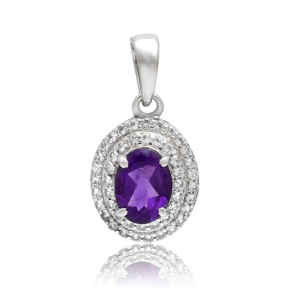 Silberanhänger mit marokkanischem Amethyst und weißem Topas 3 