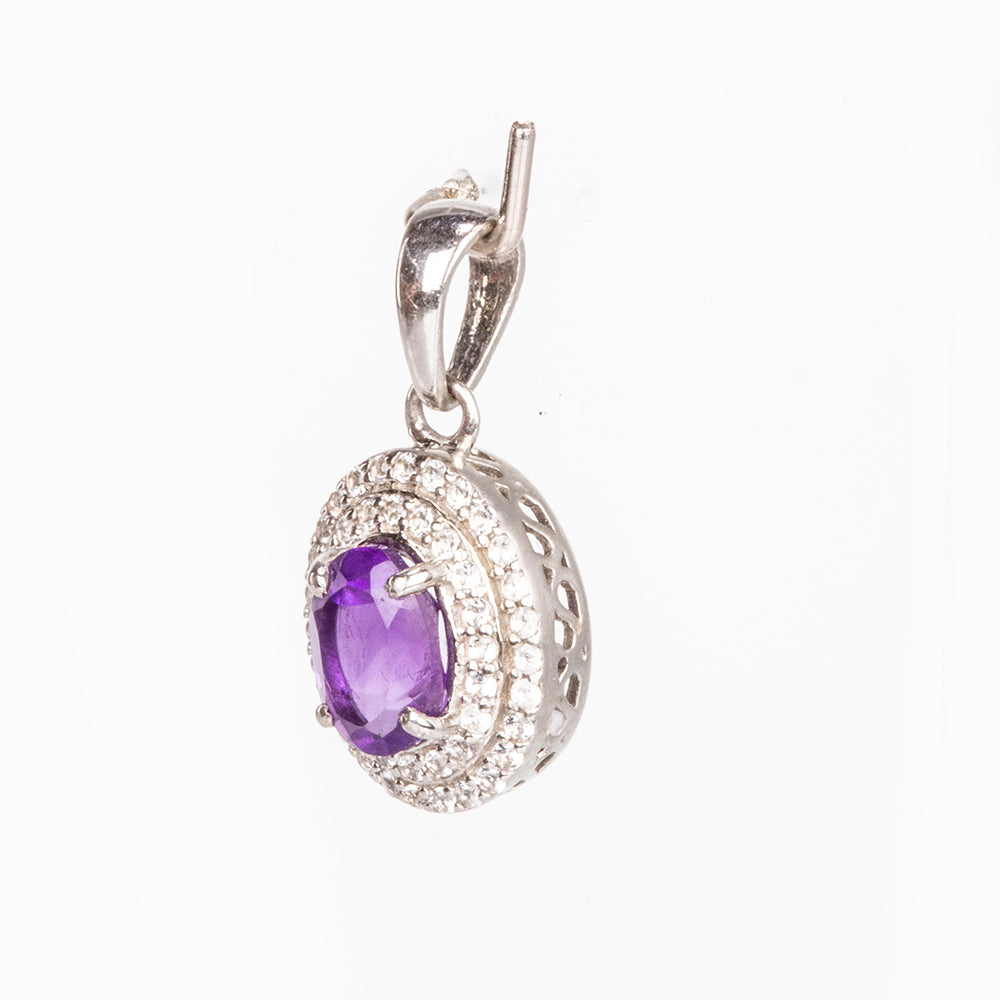 Silberanhänger mit marokkanischem Amethyst und weißem Topas 5 