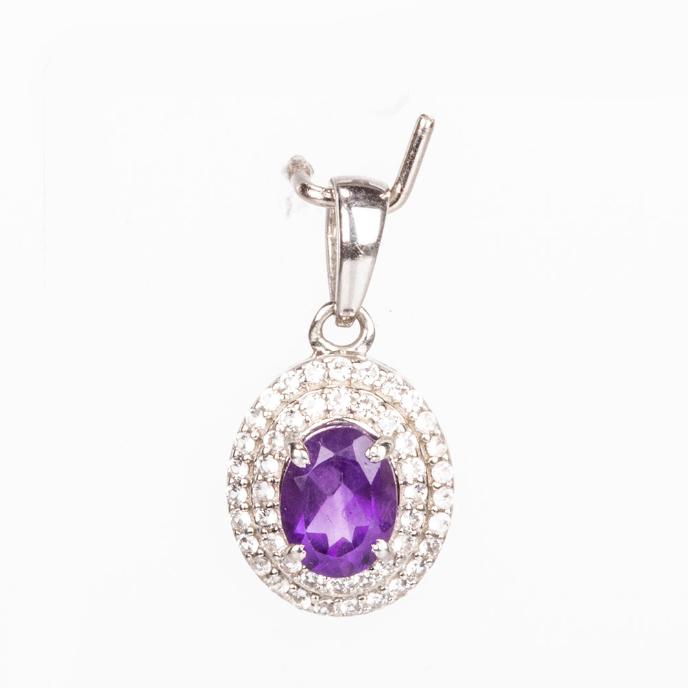 Silberanhänger mit marokkanischem Amethyst und weißem Topas