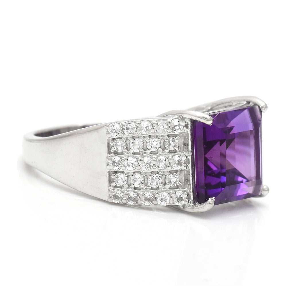 Silberring mit marokkanischem Amethyst und weißem Topas 3 