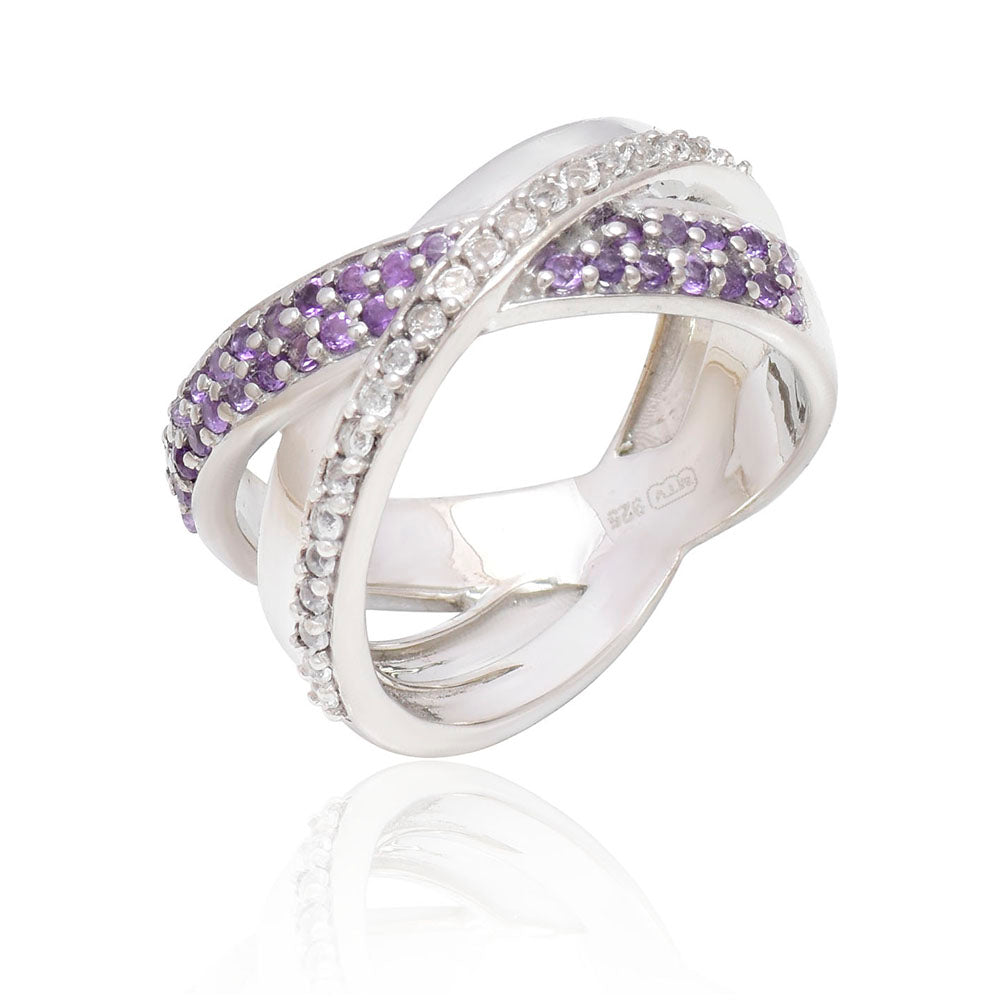 Silberring mit marokkanischem Amethyst und weißem Topas 4 