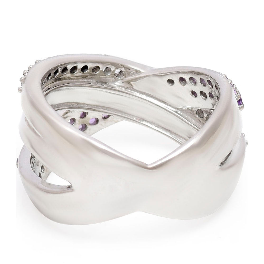 Silberring mit marokkanischem Amethyst und weißem Topas
