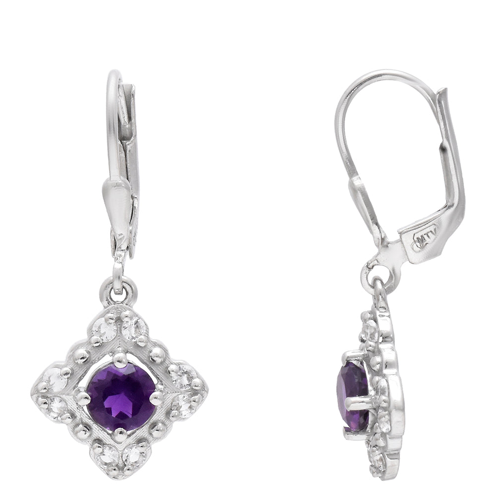 Silberohrringe mit marokkanischem Amethyst und weißem Topas 3 